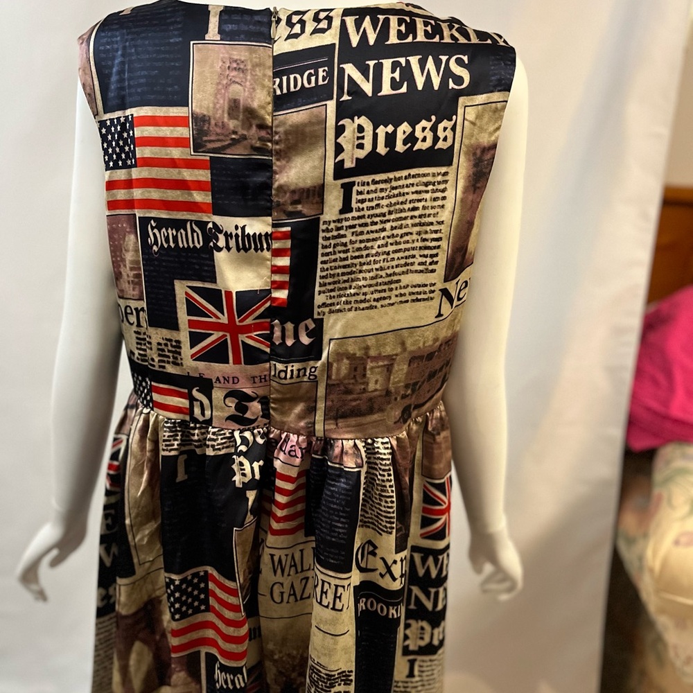American Flag British Flag Newsprint Dress.